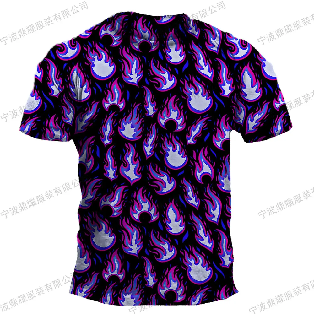 

Super Cool Purple Flame 3D Printed Men's T-shirt Casual Tops Tees Gym Sportswear Oversized T-shirts Men Tight-Fitting Clothing