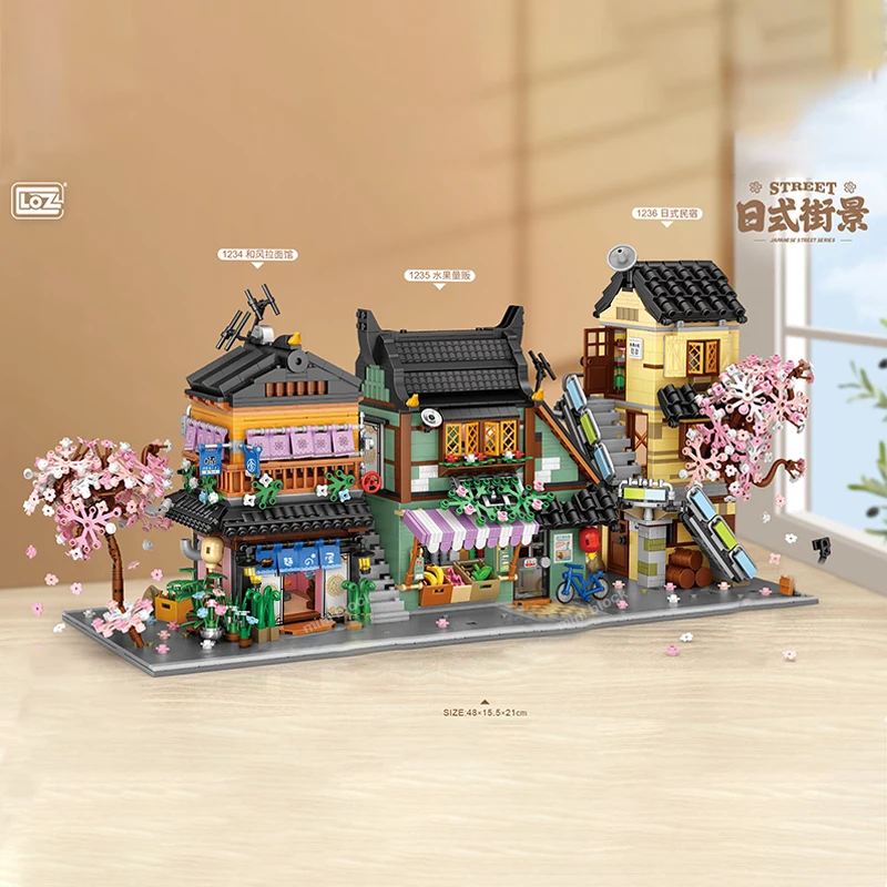

LOZ Creative Mini Brick Japanese Hefeng Noodle Restaurant Fruit Shop Hotel Building Block DIY Home Decoration Toys For Kids Gift