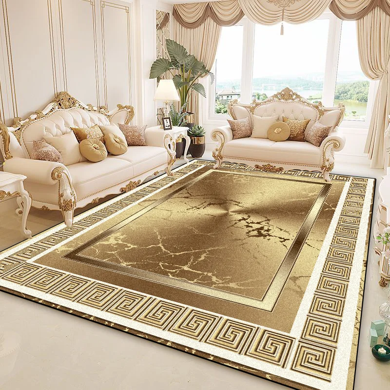 Luxury Golden Decoration Home Rugs Living Room Marble Pattern Carpet Sofa Side Large Area Rug Room Decor Lounge Soft Floor Mat 3