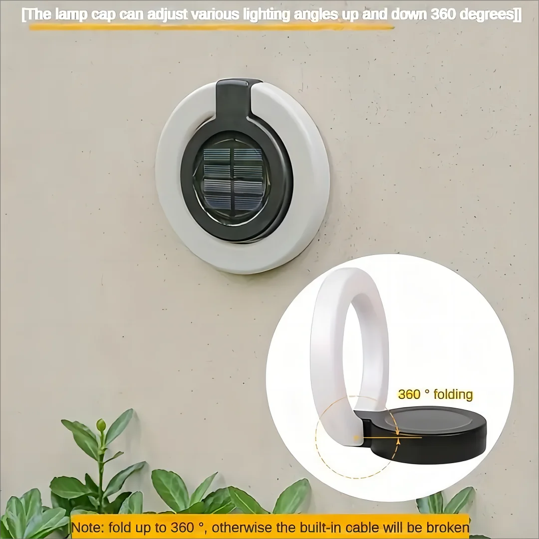 4pcs Round Foldable Solar Deck Lamp Set – Modern Outdoor Disk Lights