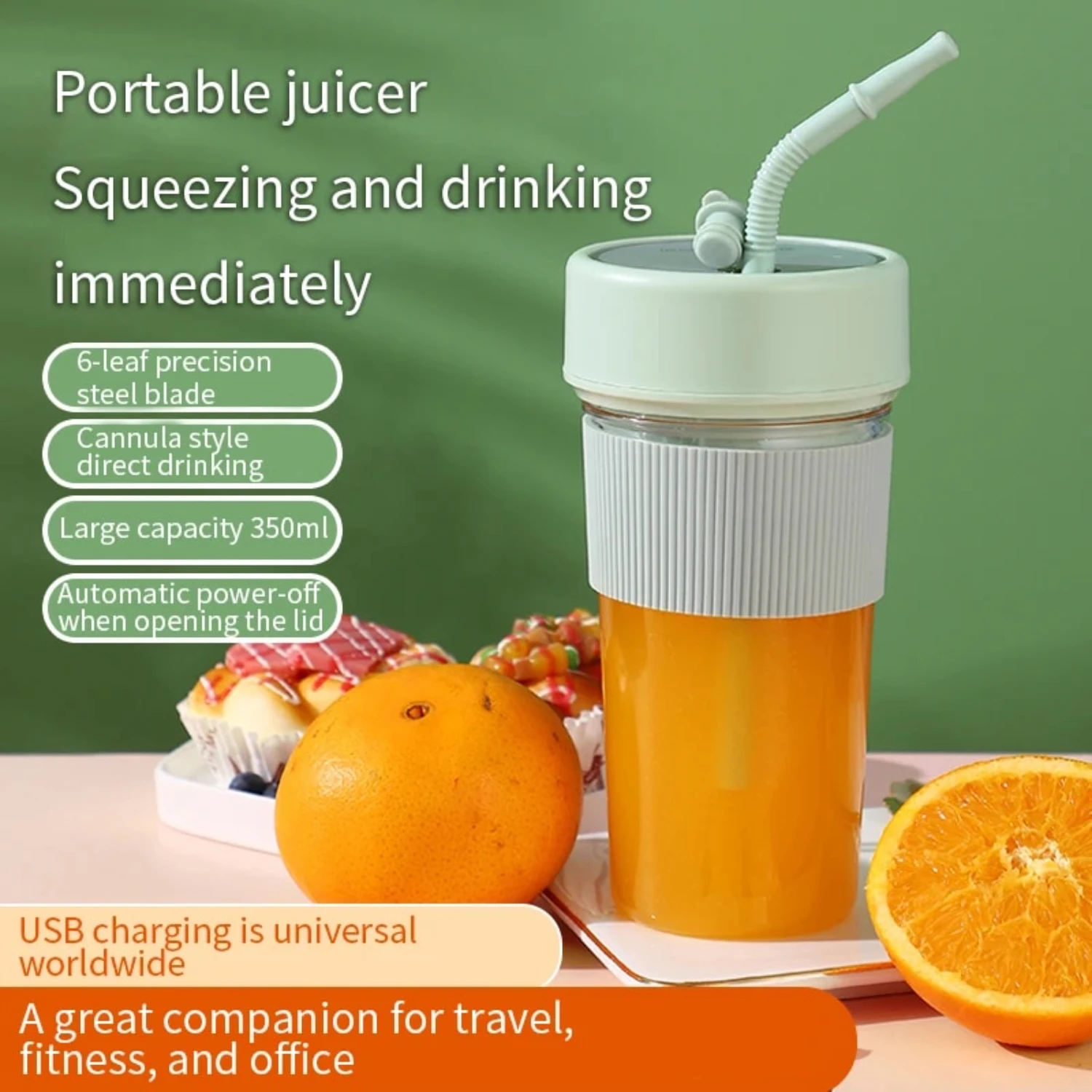 New Compact, Lightweight, and Convenient K5 Wireless Juice Cup - Rechargeable Mini Juicer - Portable Multifunctional Blender for