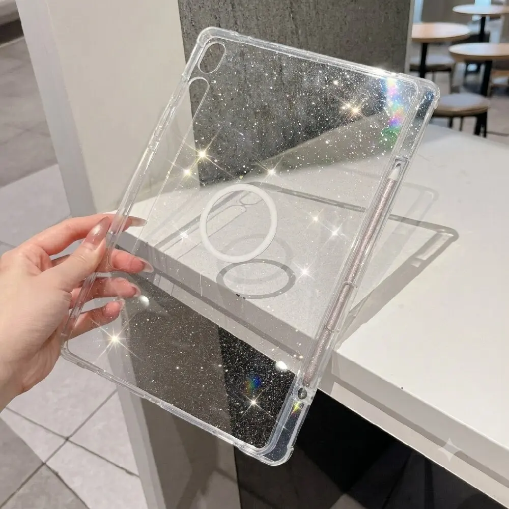 Clear Transparent Glitter Magnetic Tablet Case Cover