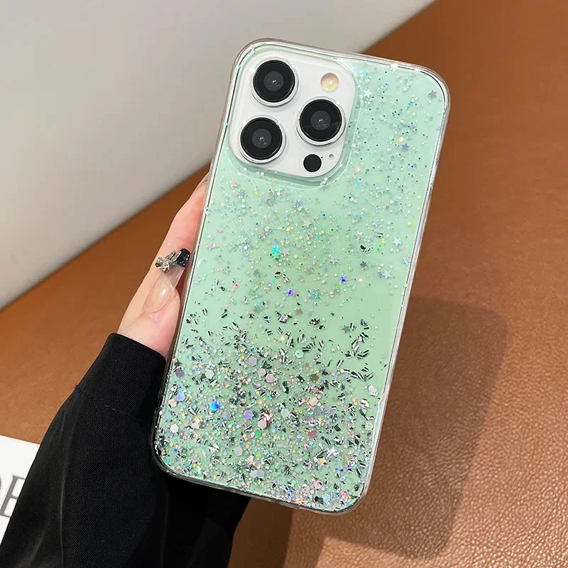 Luxury Bling Glitter Transparent Case For iPhone16 Pro Max 15 14 13 12 11 XR XS X 8 7 Plus mini SE2020 Shockproof Cases Cover 3