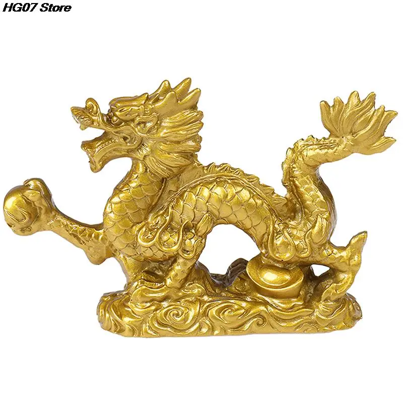 

1PC Good Lucky Golden Dragon Chinese Zodiac Twelve Statue Gold Dragon Statue Animals Sculpture Figurines Desktop Decoration