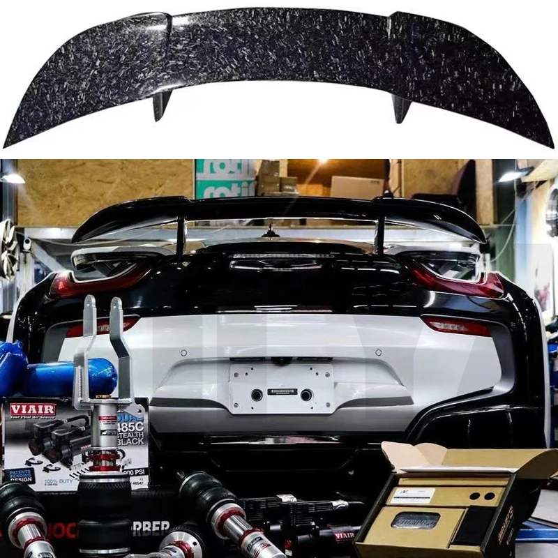 

For BMW i8 2014-2019 GT Style Real Carbon Fiber Gloss Black Rear Roof Spoiler Wing Trunk Lip Boot Cover Car