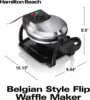 Beach Flip Belgian Waffle Maker with Browning Control, Non-Stick Grids, Indicator Lights, Lid Lock and Drip Tray, Stain 6