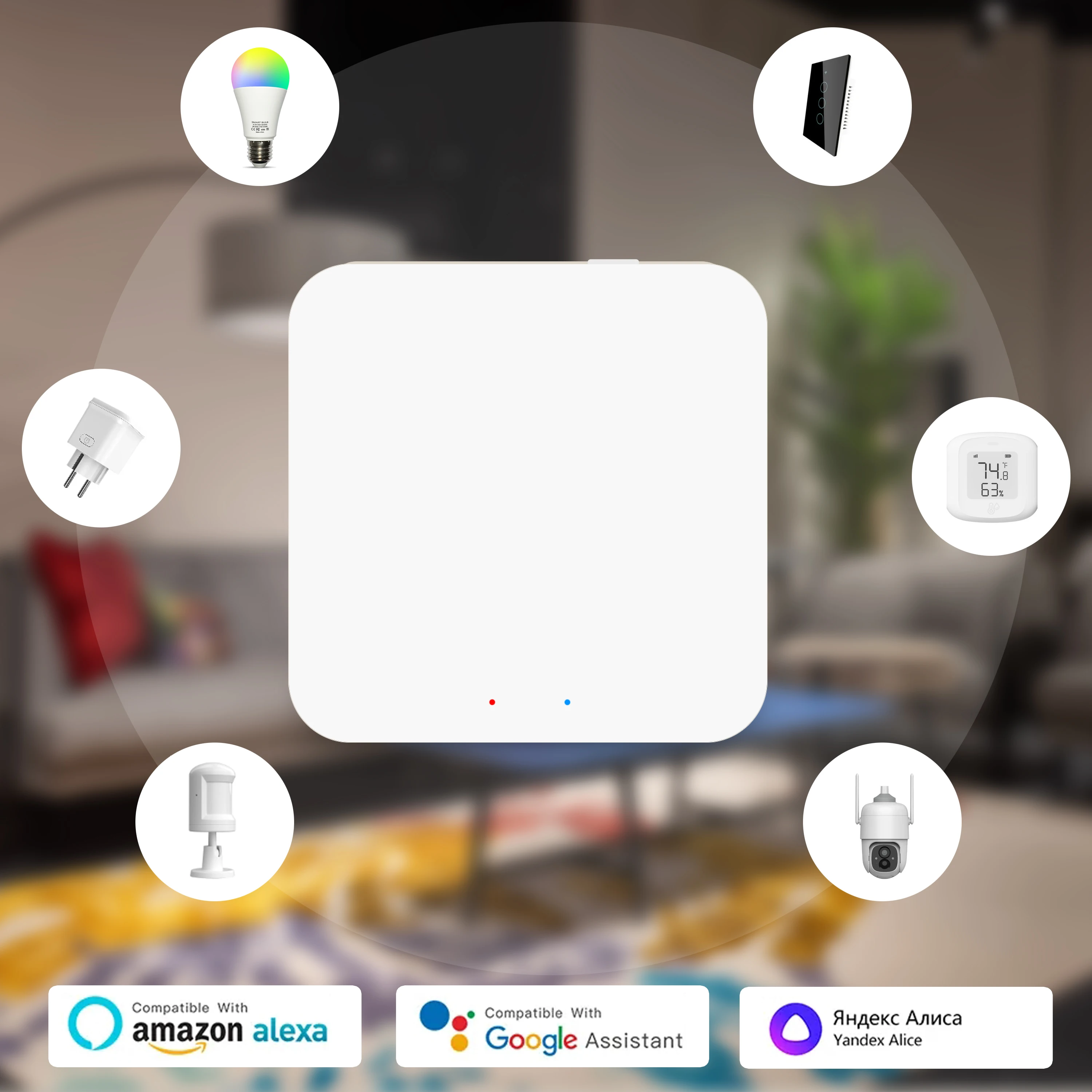 Zigbee Hub 3-in-1 WiFi Zigbee 3.0/Bluetooth Gateway Tuya Wireless Multimode Gateway Smart Home Bridging Hub Compatible with