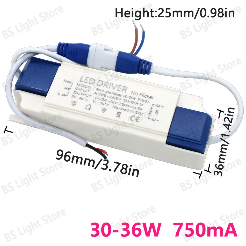 RNUMLIGH Driver LED AC180-265V 30-36W DC24-42V 900mA
