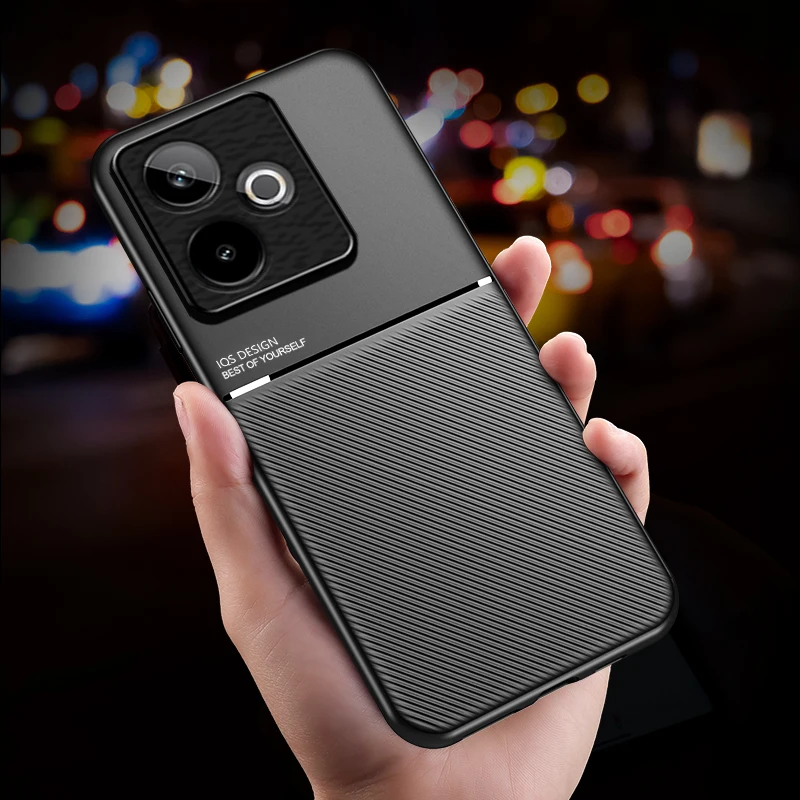 Minimalist Business Style PU Leather + TPU Non-Slip Texture Protective Back Cover