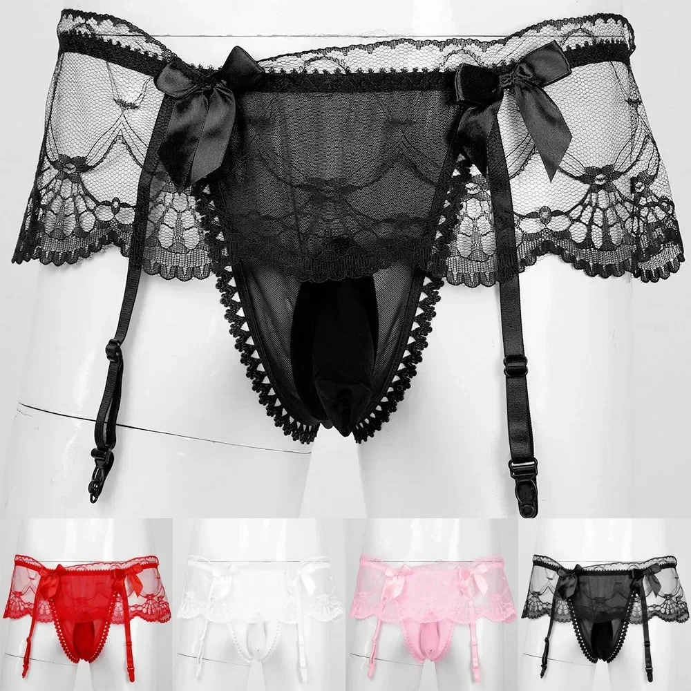 Mutandine intimo bianco 100% nuovo di zecca con slip neri giarrettiera Lingerie di pizzo rosso vedere perizoma slip traspiranti - immagine 6
