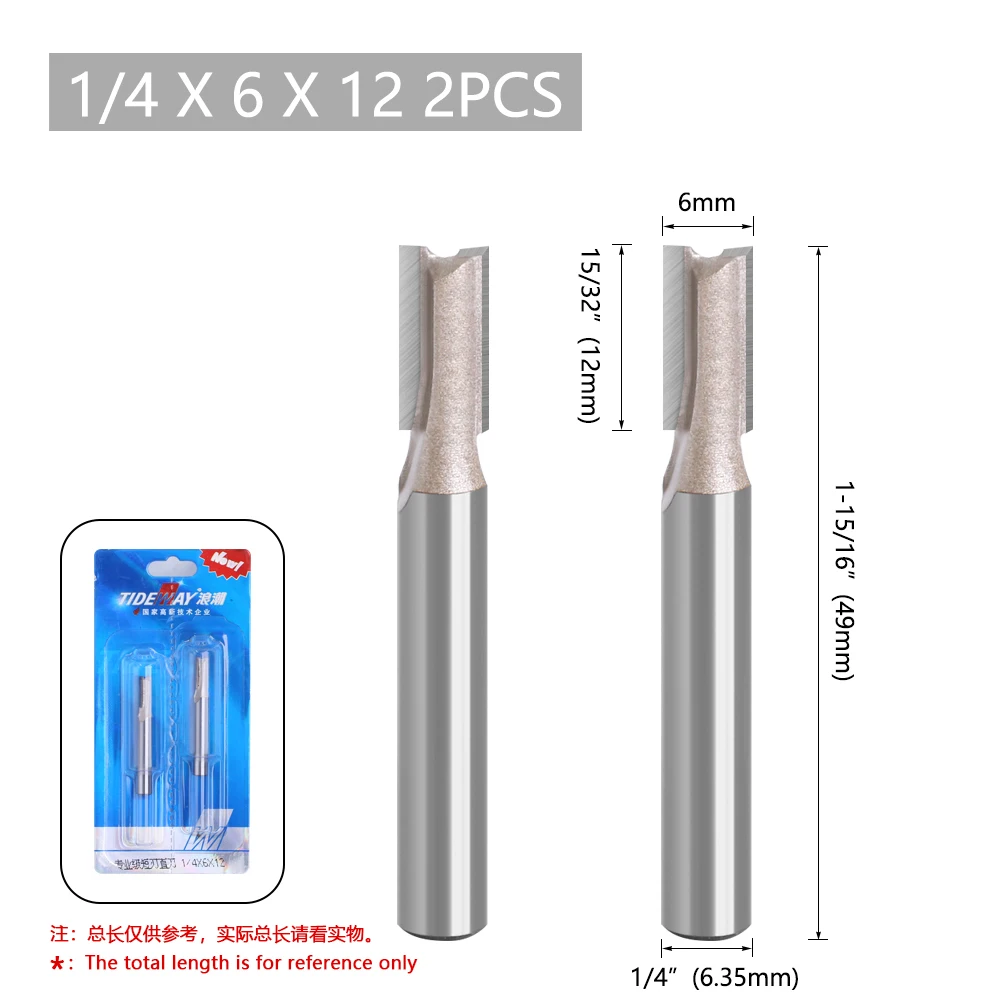 Tideway Straight Router Bits Schaft Doppel flöte Tauch fräser Hartmetall Holz bearbeitung Trimmen Schlitz werkzeug – Detail 6