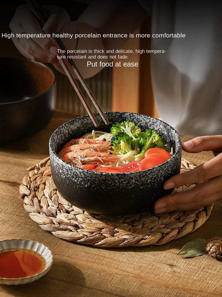 Tableware Ceramic Black White Glaze Round 6.5 Inch Gradient Color Household Soup Bowl High Sense Commercial Restaurant Supplies