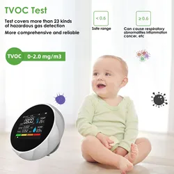 Testeur numérique de température et d'humidité, 6 en 1, avec bluetooth, CO2, détecteur de dioxyde de carbone, TVOC, HCHO, moniteur de qualité de l'air 