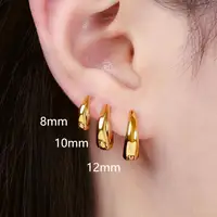 Stainless Steel 1 Pair Minimalist Huggie Hoop Earrings For Women Gold Color Tiny Round Circle 8/10/12mm Punk Unisex Rock Earring