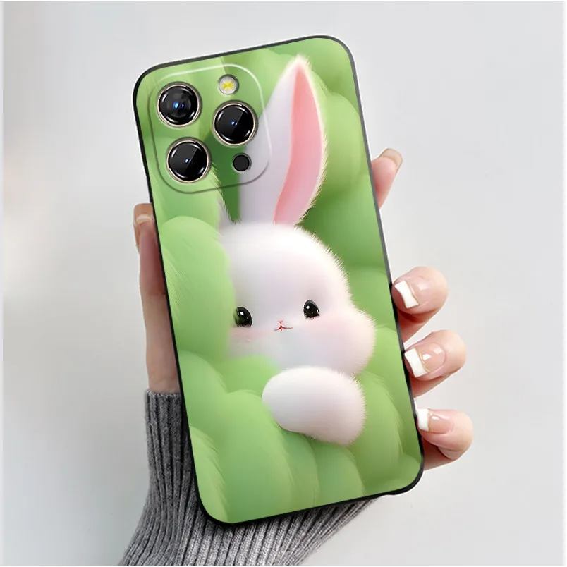 Luxury Cute Love Heart Rabbit Black Soft Silicone Protective Phone Case