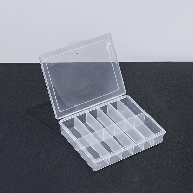 12-Gitter, transparent, leer, Nagelfolien, Aufbewahrungsbox, Kunststoff, Schmuck, Perlen, Edelsteine, Strasssteine, falsche Nagelkunst-Spitzen, Box, Organizer – Detail 3