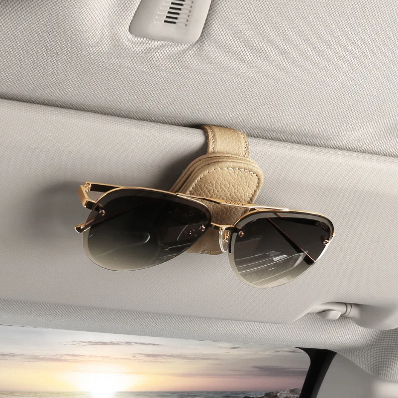 Hanging Car Glasses Holder Sunglasses Clip PU Leather Sun Visor Car Accessories sunglasses clip sunglasses holder eyeglass hanger clip glasses holder eyeglass holder eyeglasses storage holder rubber glasses holder