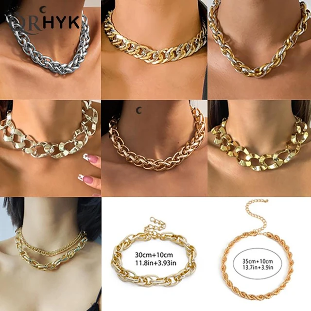 18kGold Color Chain Tiny Choker or Womenbijoux Necklaces Punk Hiphop Rock  Pendants Simple Boho Layering Chokers Chockers - AliExpress