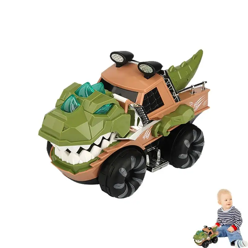 Kids Dino Car Toy Dino Truck Toy Dino Truck Toy With Light Music Dino Car Toy Car Dinosaur Toys For Girls And Boys Kids Party dinosaurs climbing slide light up music stairs toy with five dinosaur alloy race cars halloween christmas gift for kids