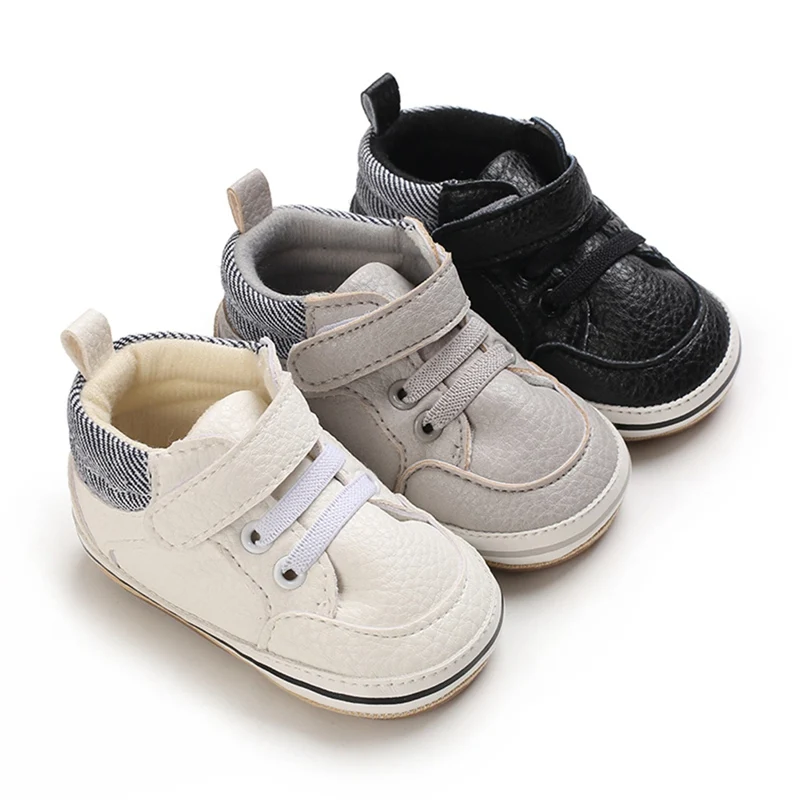 Baywell Newborn Baby Shoes Infant Boy Classical Sport Soft Sole PU Leather First Walker Casual Sneakers Shoes
