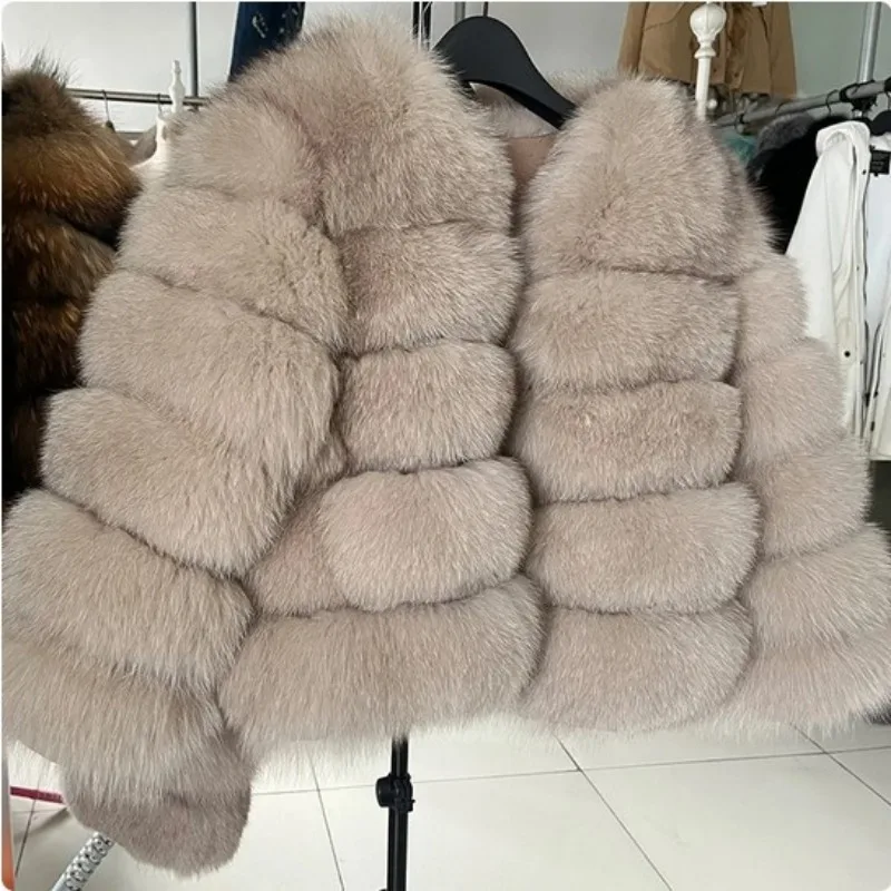 2024 Women's Sexy Faux Fur Coat Imitation Fox Fur Coat Short Long Sleeved Winter/Spring Warm Coat