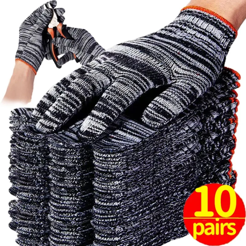 Lot de 5/10 paires gants de pêche travail coton résistants anti-dérapants pour pêche sportive