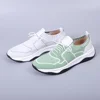 Men's Flat Casual Sneakers Breathable and Comfortable Knitted Fabric with Cow Genuine Leather Light Soft Outdoor Male Footwear 3
