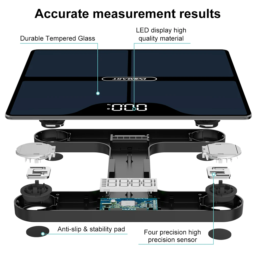 INSMART Digital Weight Scale Person Body Balance Inteligente Adult 180kg Smart Body Fat Professional Scales Bioimpedance Scale 6
