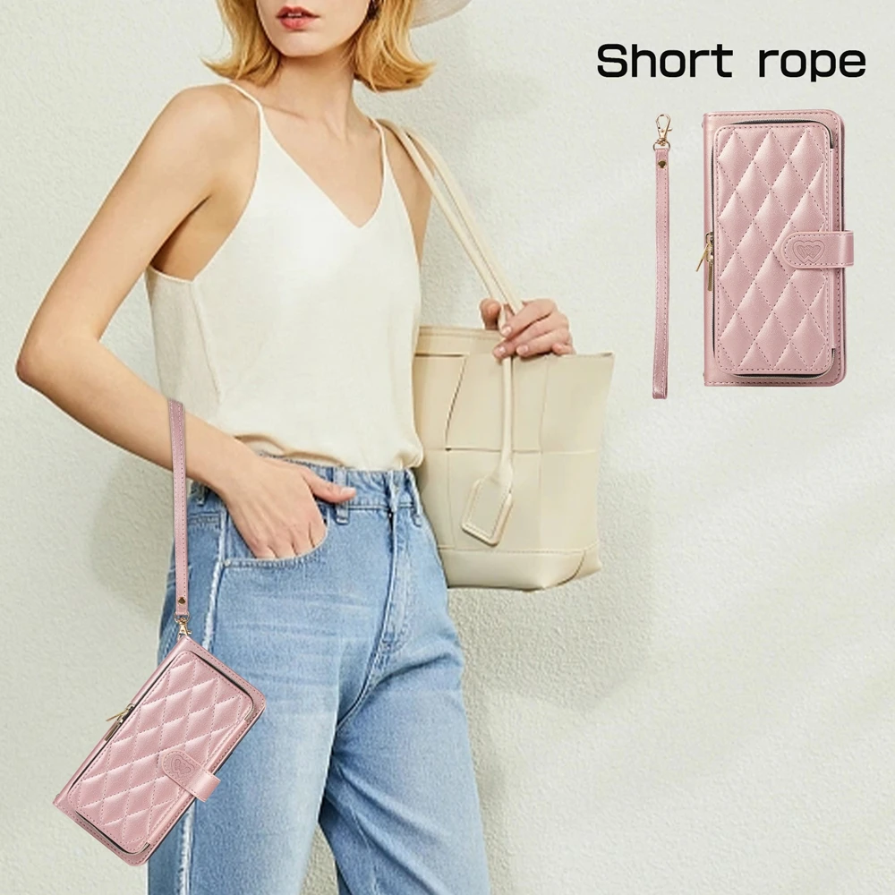Crossbody Leather Wallet Phone Case with Strap