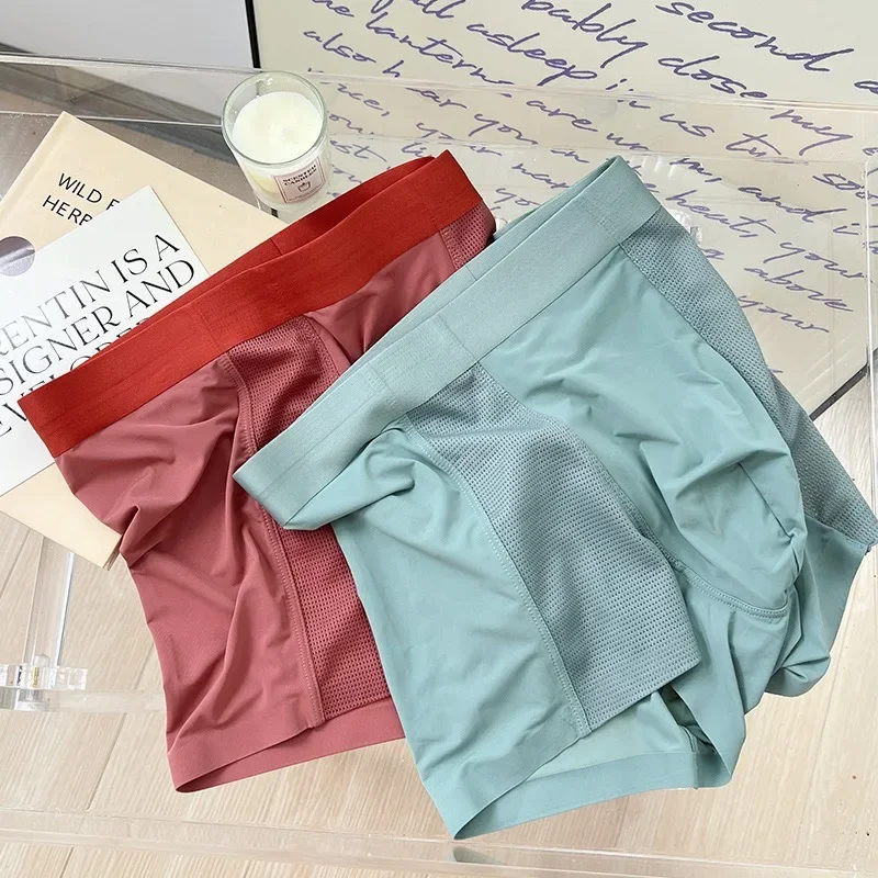 

Нижнее белье, антибактериальные брифы, шелковые дышащие сетчатые боксеры для мальчиков, однотонные брифы для жесткого человека