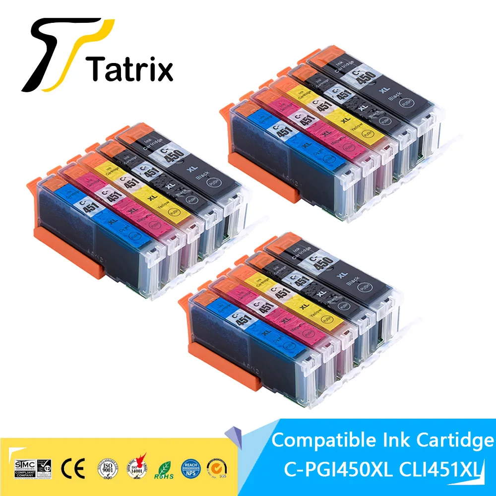 

For Canon PGI450 CLI451 450XL 451XL Compatible Ink Cartridge For Canon PIXMA MG5440/MG5540/MG5640/MG6340/MG6440/MG6640/MG7140