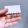 New Design 6pcs Cubic Zirconia Villain Dangle Earrings Set Gold Color Plated Women Girls Jewellery 4
