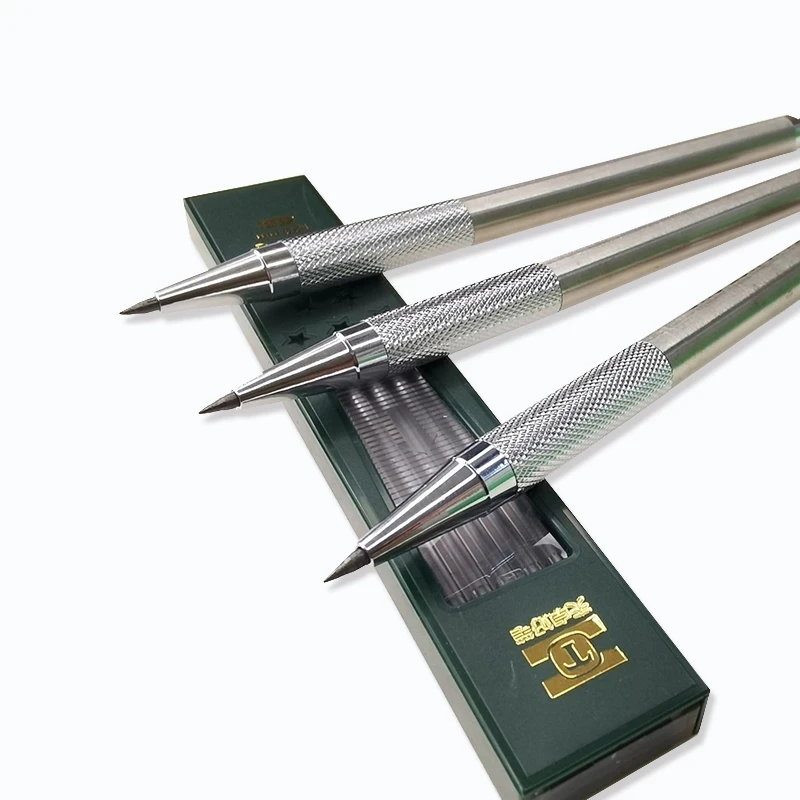 2.0mm Metal Mechanical Pencil Silver Automatic Pencil with 2B HB Lead Office School Writing Drawing Tools Stationery Gifts 2