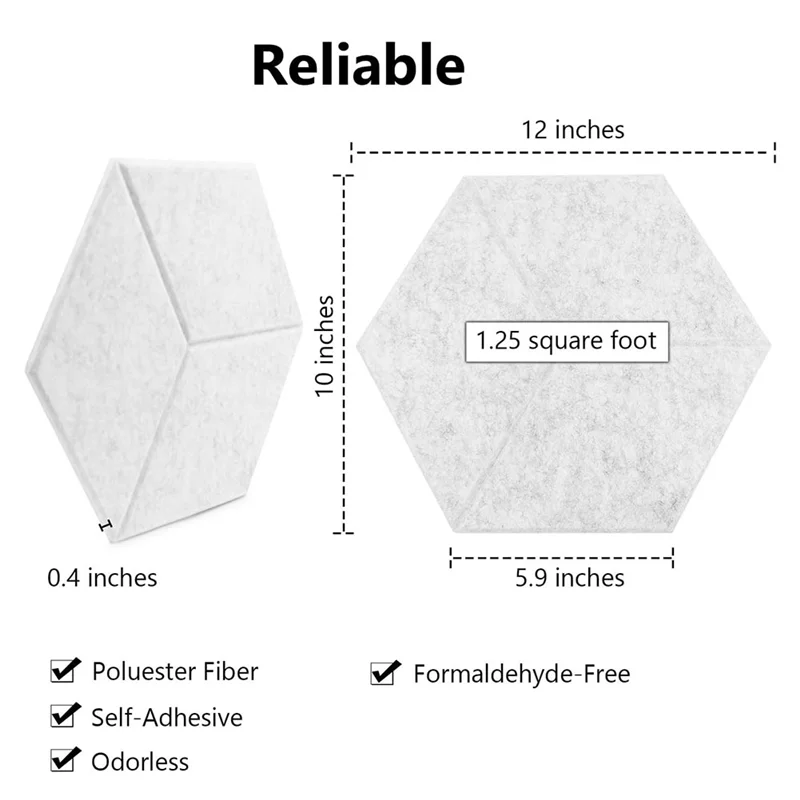 Hot Sale 12Pack Acoustic Panels With Self-Adhesive, 12X10.2X0.4Inch Sound Proof Foam Panels, Sound Absorbing Tile For Walls