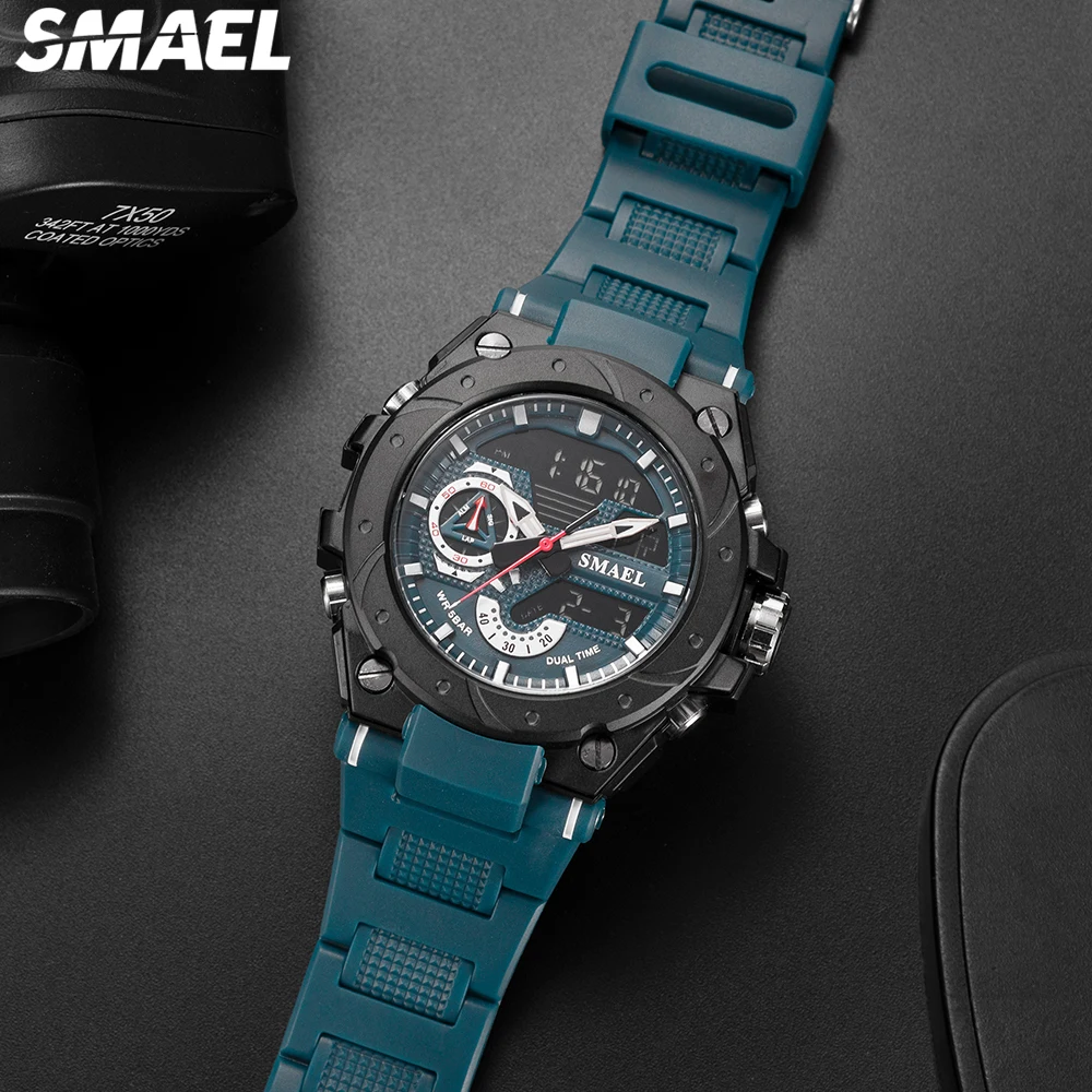 SMAEL 8060 Fashion Brand Alloy Watch Men's Multi functional Cool Dual Display Outdoor Waterproof Electronic Watch 5