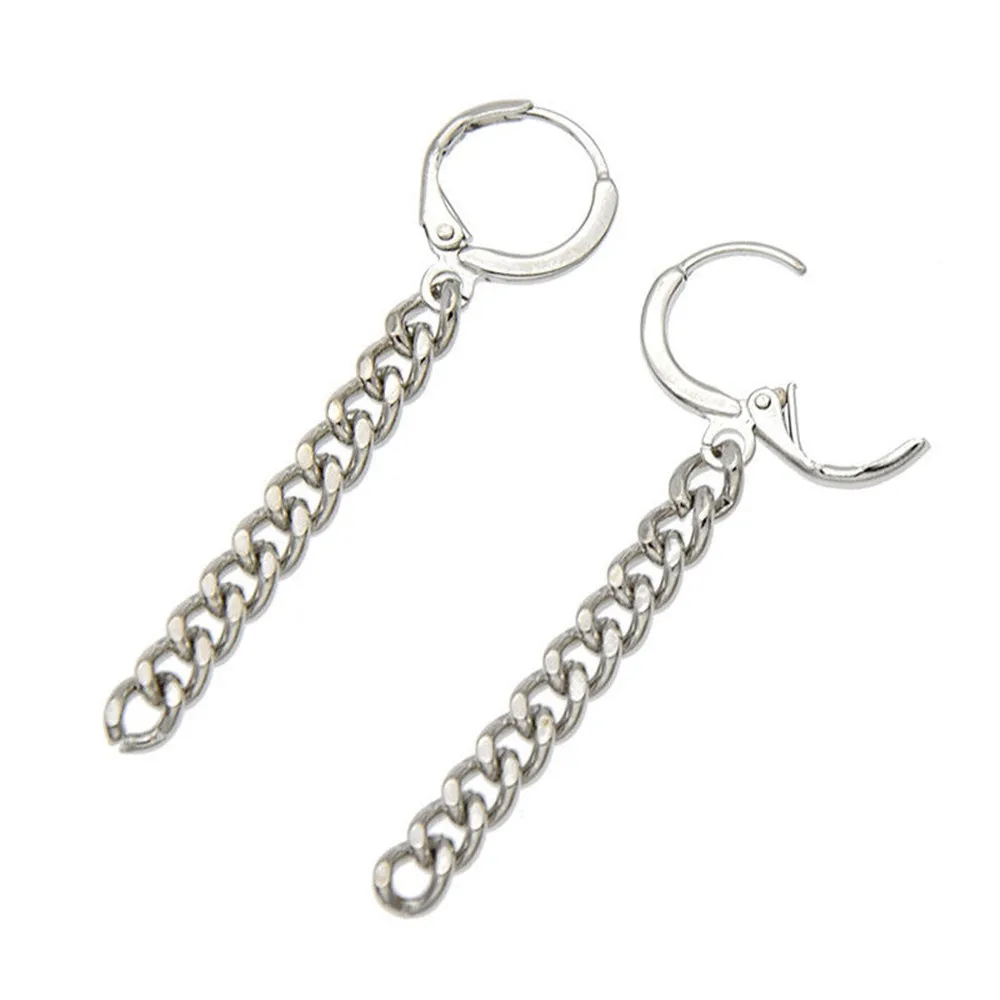 Korean Men's Jewelry Geometric Circle Word Tassel Drop Earrings Dangle Earrings