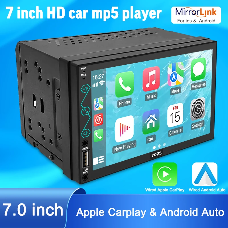 2 Din 7 Inch Car Radio CarPlay And Android Auto Car Stereo Bluetooth HD Touch Screen Support Rear Camera For Universal Car