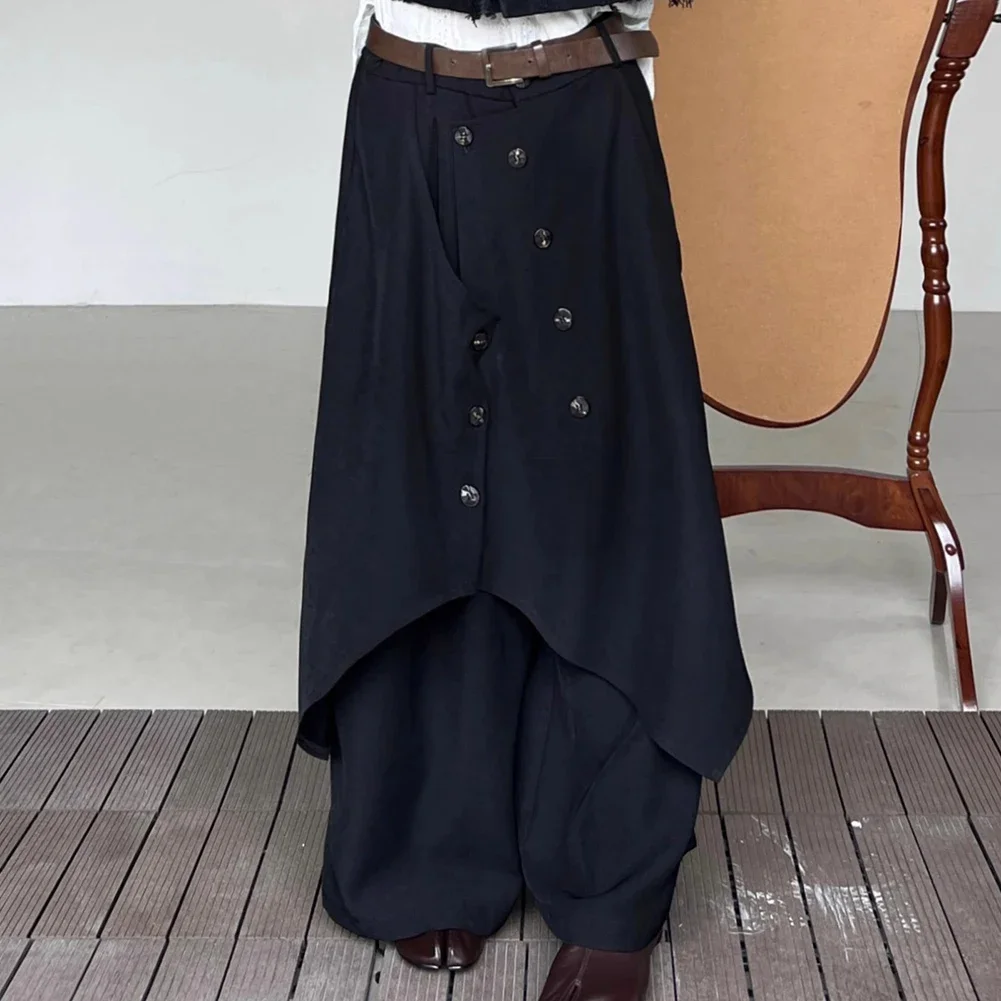 Men Irregular Pants Button Joggers Streetwear Solid Color Trousers Men Vintage Loose Casual Wide Leg Pants S-5XL,stretch pants,men pants