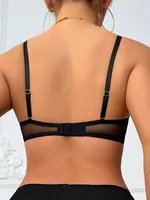 Solid Underwire Bra Ladies' Underwear Bra (with Cup Padded Chest Clothing) black Bra push up sexyunderwear supportive Lingerie 4