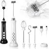 3 In 1 Electric Milk Frother Rechargeable Milk Foam Maker Handheld Foamer High Speeds Milk Frother Drink Mixer Coffee 2