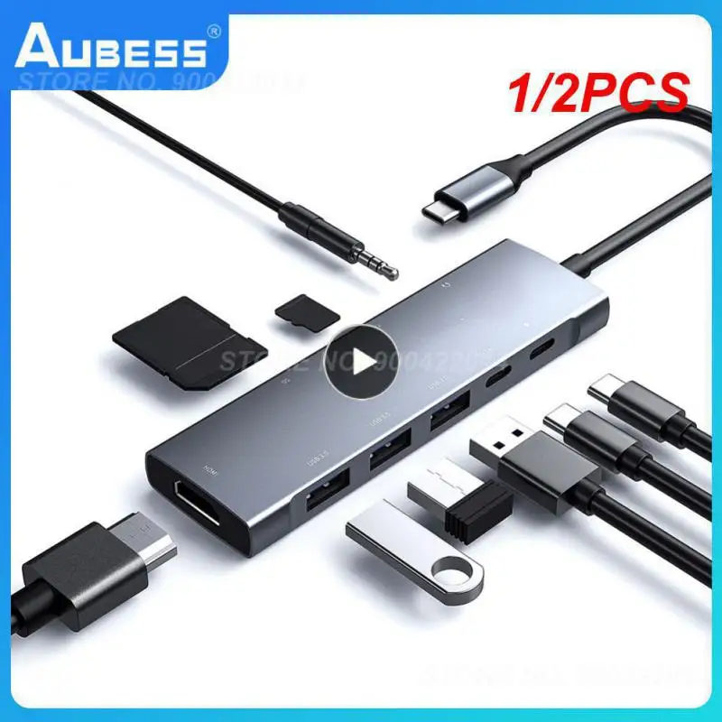 

1/2 шт. в 1 USB C концентратор с кардридером RJ45 SD/TF Type C 3,1 до 4K адаптер PD Быстрая зарядка для MacBook ноутбук