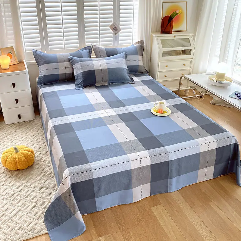 thumbnail image 1 of Sábanas 100% algodón de una sola pieza de 1,5 metros y 1,8 sábanas para cama de matrimonio para dormitorio de estudiantes de algodón individual para hombre y mujer, 1 of 5