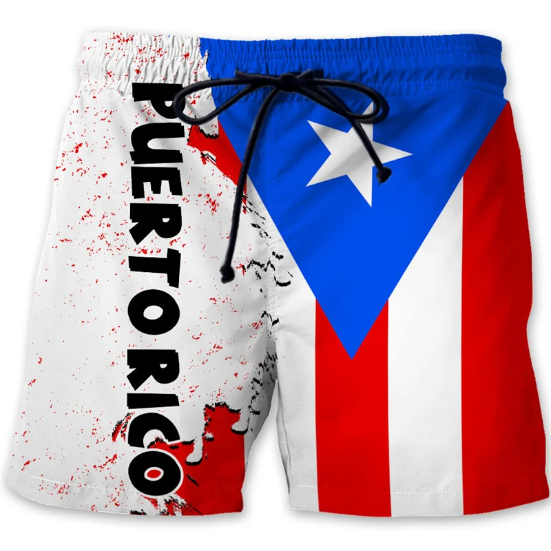 Puerto Rico 3D Printed Beach Shorts Men Puerto Rican Flag Pattern Surf Board Shorts Summer Swimming Trunks Quick Dry Ice Shorts 4