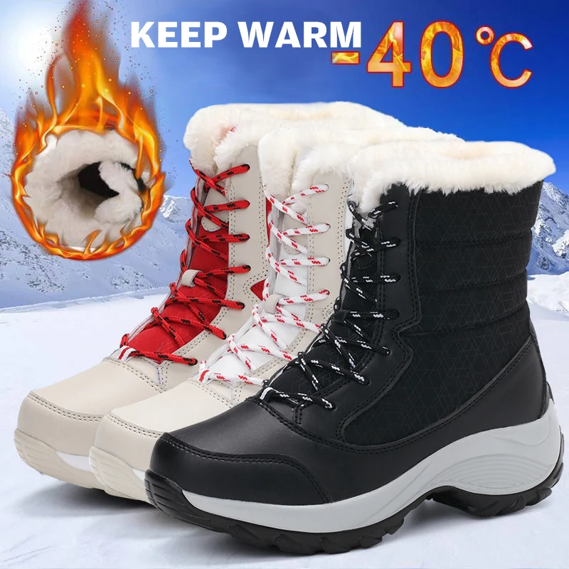 Snow Boots Plush Warm Ankle Boots For Women Winter Shoes Waterproof Women Female Winter Shoes Booties Botas Mujer