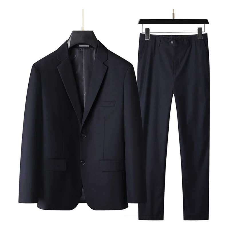 2024 XL-9XL Large size Men (suit + trousers) Business Casual handsome solid color all-in-one wedding dress two-piece set 4