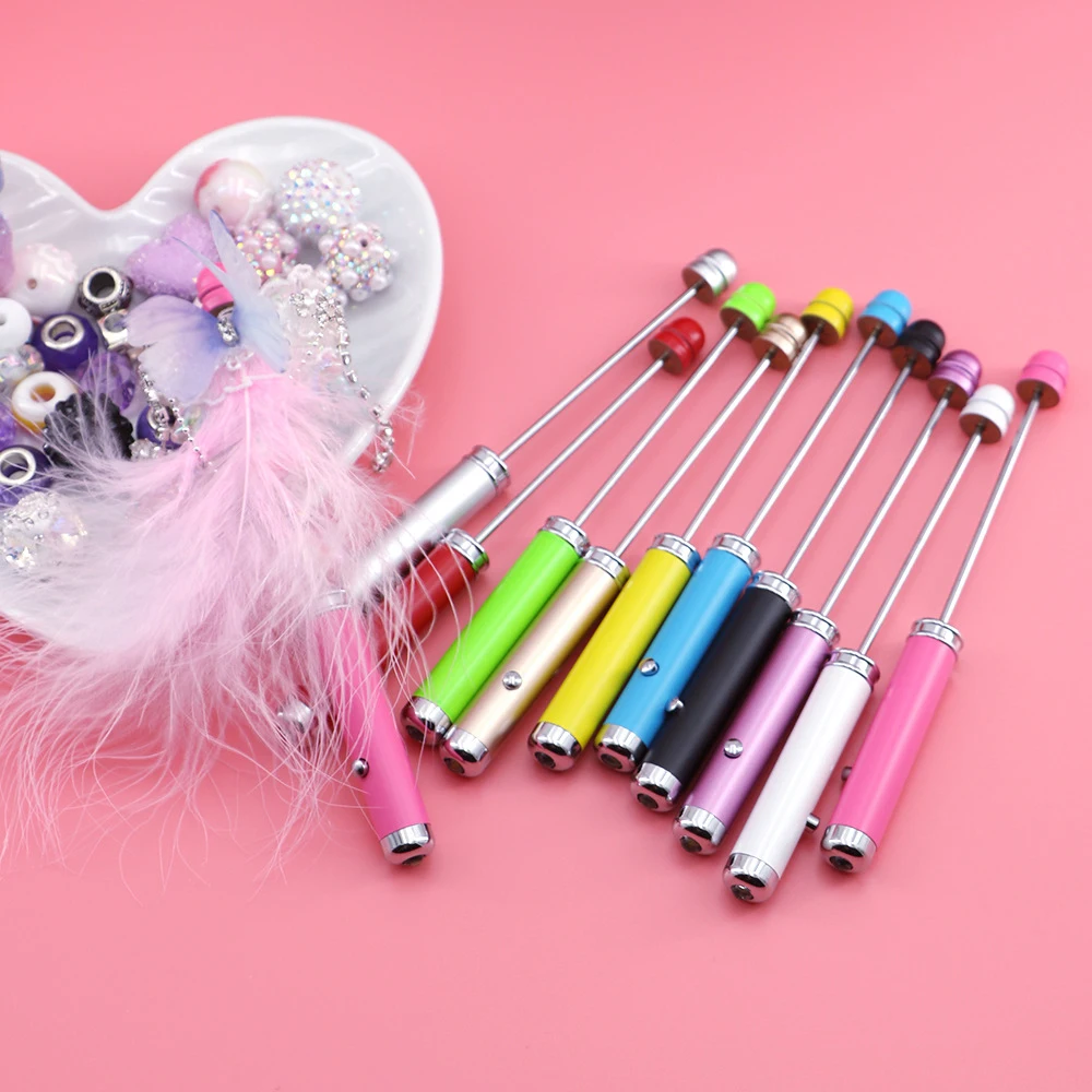 5Pcs DIY 파란색 LED 손전등 펜 - 이동식 구슬이 있는 휴대용 장식 조명, 비 쓰기 공예 선물