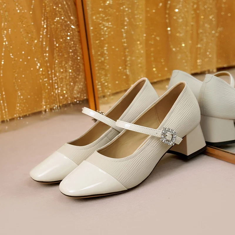 AIYUQI Mary Jane Women Shoes Genuine Leather 2024 New Women's Spring Shoes Mid-Heel Fashion Women's Office  Shoes