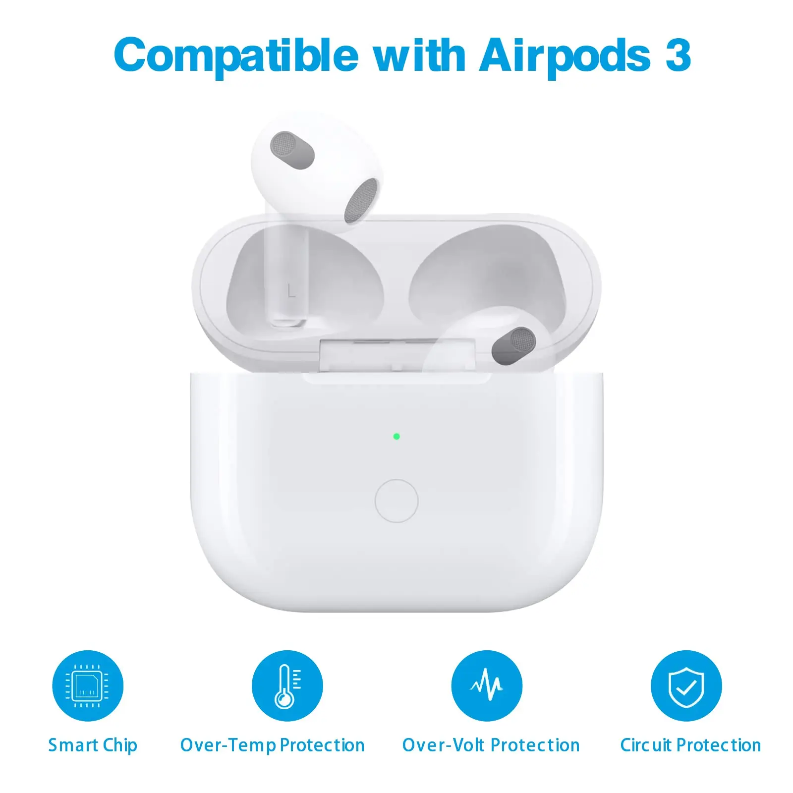 

Replacement Wireless Charging Box For AirPods Pro 1/2/3 600/660/700mAh Battery Capacity Charging Case Accessories Pop-ups Window
