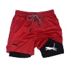 Men's Fitness Two-in-one Shorts Double-layer Beach Pants Trendy Printed Sports Shorts Outdoor Training Running Shorts M-3XL 1