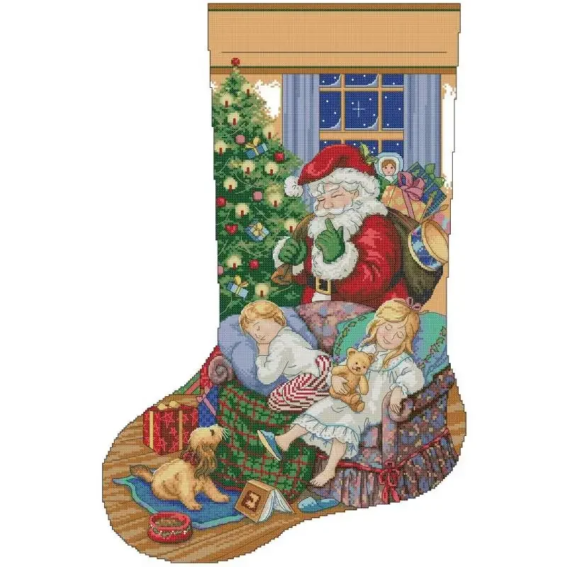Festive Cartoon Pattern Cross Stitch Kit - DIY Embroidery Home Decor Gift Set